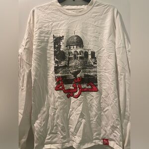 Vintage Free Palestine long sleeve tee with embroidered sleeves